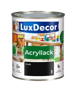 LuxDecor Acryllack 750ml Matt (03) Absolut Schwarz Weißlack Holzlack Spielzeuge Metall Möbel