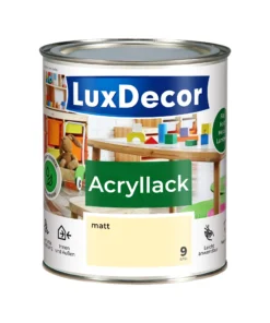 LuxDecor Acryllack 750ml Matt (09) Elfenbein Weißlack Holzlack Spielzeuge Metall Möbel