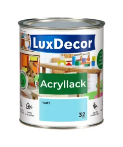 LuxDecor Acryllack 750ml Matt (32) Blaue Lagune Weißlack Holzlack Spielzeuge Metall Möbel