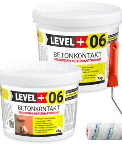 Betonkontakt Haftbrücke Putzgrund Grundierung Betongrundierung 11Kg + Farbroller 10cm Mikrofaser LEVEL+06