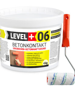 Betonkontakt Haftbrücke Putzgrund Grundierung Betongrundierung 4Kg + Farbroller 10cm Mikrofaser LEVEL+06