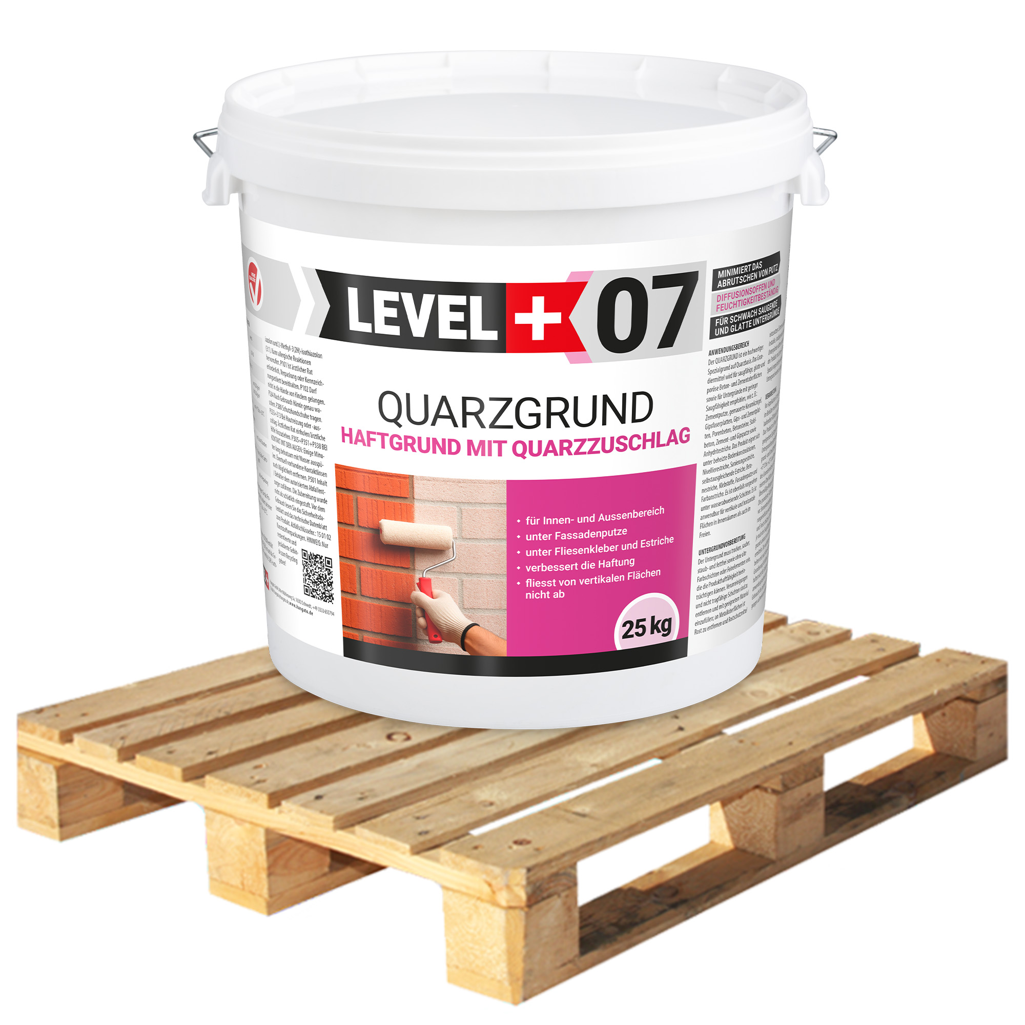 Haftgrund Quarzgrund 25Kg x24 weiße Grundierung Trenngrund Palette 600kg LEVEL+07