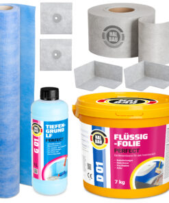 Dichtset Flüssigfolie 7Kg Dichtfolie Tiefengrund Abdichtung Dusche Bad Innen HALBAU H501