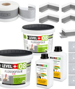Dichtset Bad für ca 7m² Flüssigfolie 9,5kg Badabdichtung Dichtband Profi LEVEL+ SET104