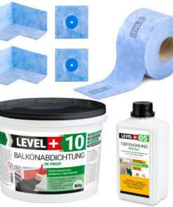 DichtSet 10kg Balkonabdichtung 2K Abdichtung, Bad, Dusche, Terrasse LEVEL+ SET26