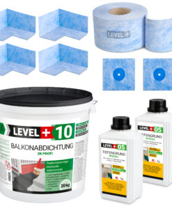 DichtSet 20kg Balkonabdichtung 2K Dichtband Badabdichtung Dusche Keller, LEVEL+ SET28