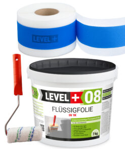 Dichtset Abdichtung Flüssigfolie 7kg Dichtband 5m Farbroller 10cm Dichtband LEVEL+ SET296