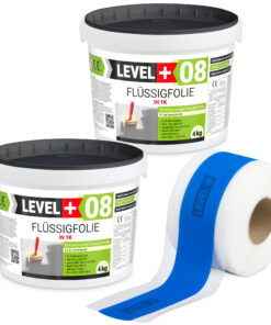Dichtset Flüssigfolie 8kg Wassersperre Bad Dusche Dichtband Wasserdicht LEVEL+ SET297