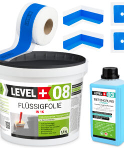 Dichtset Duschabdichtung Flüssigfolie 5,5kg Innenecke Dichtband Bad Dusche Küche LEVEL+ SET301