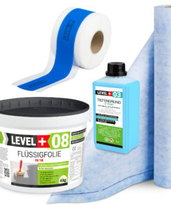 Dichtset Abdichtung Flüssigfolie 4kg Dichtbahn 1m² Tiefengrund Dichtband LEVEL+ SET313