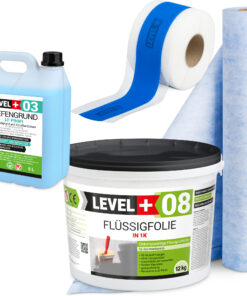 Dichtset Abdichtung Flüssigfolie 12kg Dichtbahn 1m² Tiefengrund Dichtband LEVEL+ SET314