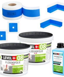 Dichtset Duschabdichtung Flüssigfolie 8kg Innenecke Dichtband Bad Dusche Küche LEVEL+ SET322