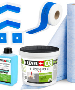 Dichtset Duschabdichtung Flüssigfolie 7kg Innenecke Dichtband Bad Dusche Küche LEVEL+ SET328