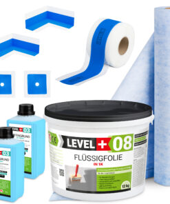 Dichtset Duschabdichtung Flüssigfolie 12kg Innenecke Dichtband Bad Dusche Küche LEVEL+ SET329