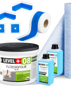 Dichtset Duschabdichtung Flüssigfolie 12kg Innenecke Dichtband Bad Dusche Küche LEVEL+ SET330