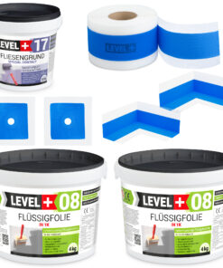 Dichtset Bad Dusche Flüssigfolie 8kg Fliesengrund 1,5kg Innenecke Dichtband LEVEL+ SET335