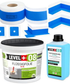 Dichtset Duschabdichtung Flüssigfolie 7kg Innenecke Dichtband Bad Dusche Küche LEVEL+ SET342