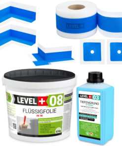 Dichtset Duschabdichtung Flüssigfolie 5,5kg Innenecke Dichtband Bad Dusche Küche LEVEL+ SET343