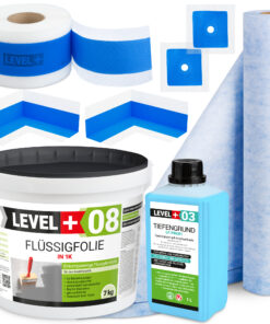 Dichtset Duschabdichtung Flüssigfolie 7kg Innenecke Dichtband Bad Dusche Küche LEVEL+ SET344