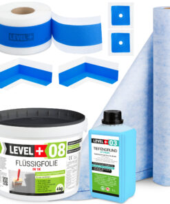 Dichtset Duschabdichtung Flüssigfolie 4kg Innenecke Dichtband Bad Dusche Küche LEVEL+ SET346