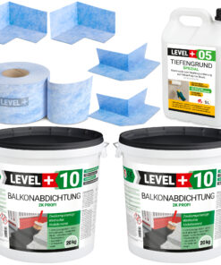 DichtSet 13m² Terrasse 40kg Abdichtung 2K Schwimmbad, Balkon, Bad, Sauna LEVEL+ SET35