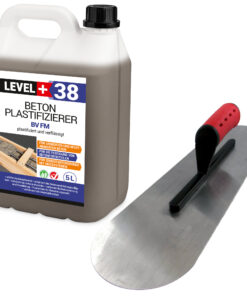 Beton-Zusatzmittel Set 5L Profi Bodenlegerkelle Zweiseitig Halbrund SET350