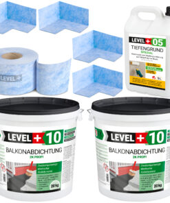 Dicht-Set 13m² Terrasse 40kg Balkonandichtung 2K Plus, Balkon, Bad, Sauna LEVEL+ SET36