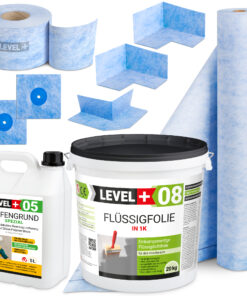 Dichtset 20Kg Flüssigfolie Dichtbahn Dichtband Dichtecke Badabdichtung HQ LEVEL+ SET39