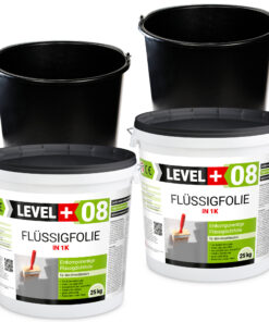 Dichtset Flüssigfolie 50kg + 2x kostenlos 20L Mörteleimer PVC Abdichtung LEVEL+ SET406