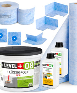 Dichtset für ca 10m² Abdichtung Dusche Bad Dichtbahn 12Kg Flüssigfolie LEVEL+ SET42