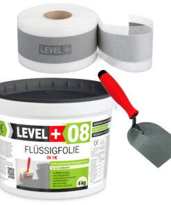 DichtSet Duschabdichtung Flüssigfolie 4Kg Dichtband 5m Spachtelkelle 60mm SET46