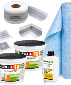 Dichtset Innen Außen Abdichtungset Dichtvlies Flüssigfolie 8kg Holz Fliesen OSB Wasserdicht Dichtband 120/70mm Ausdehnbar SET506