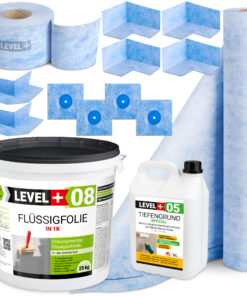 Dichtset Bad Dusche Flüssigfolie 25Kg Dichtbahn Dichtband Abdichtung SET51