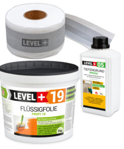 Dicht-Set Innen Außen Abdichtung-Set Dichtvlies Flüssigfolie 7kg Holz Fliesen OSB Wasserdicht Dichtband 120/70mm Ausdehnbar SET545