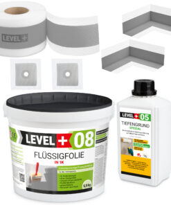 Dichtset für Dusche Bad Tiefengrund Dichtband Flüssigkunststoff 5,5kg LEVEL+ SET55