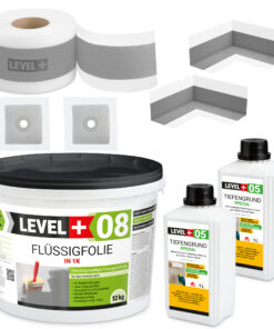 Dichtset für Dusche Bad Flüssigfolie 12kg Primer Dichtband Dichtecken LEVEL+ SET56