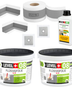 Dichtset Badabdichtung Dusche Flüssigfolie 8 kg Dichtband Tiefgrund LEVEL+ SET57
