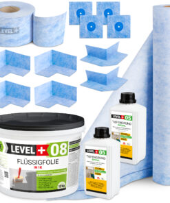 Dichtset Flüssigfolie 12kg Dichtband Dichtbahn 2m Bad 10m2 Abdichtung LEVEL+ SET59