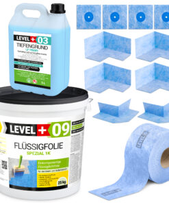 Dichtset Spezial Flussigfolie 25kg Abdichtung Bad Balkon Dusche LEVEL+ SET70