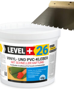 Vinylkleber PVC LVT CV Paneele Fliesen Teppich Kleber 6kg Flex Klebstoff Innenbereich Schnelle Haftung L+26 + B11 Dreieckzahnung