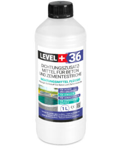 Dichtsungsmittel Flüssig 1L für Beton und Zementestriche, frostbeständig, Mörtelzusatzmittel, Belüftungsmittel LEVEL+36