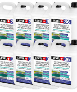 Dichtsungsmittel Flüssig 40L für Beton und Zementestriche, frostbeständig, Mörtelzusatzmittel, Belüftungsmittel LEVEL+36