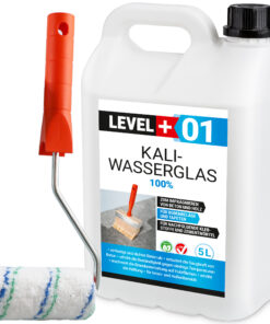 Kaliwasserglas Pur Konservierung Imprägnierung 5L + Farbroller 10cm Mikrofaser LEVEL+01