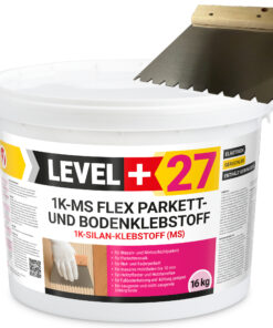 Parkettkleber 16kg + Zahnspachtel B11 Holzboden Kork Klebstoff Silan-Kleber Bodenkleber 1K-MS Flex Level+27