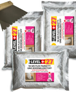 Parkettkleber 21kg + Zahnspachtel B11 Holzboden Kork Klebstoff Silan-Kleber Bodenkleber 1K-MS Flex Level+27