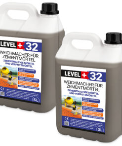 Weichmacher für Mörtel, ersetzt Kalk in Mauer- und Putzmörteln 10L Plastifizierer für Zementmörtel und Putz LEVEL+32