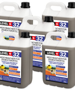Weichmacher für Mörtel, ersetzt Kalk in Mauer- und Putzmörteln 25L Plastifizierer für Zementmörtel und Putz LEVEL+32
