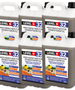 Weichmacher für Mörtel, ersetzt Kalk in Mauer- und Putzmörteln 30L Plastifizierer für Zementmörtel und Putz LEVEL+32
